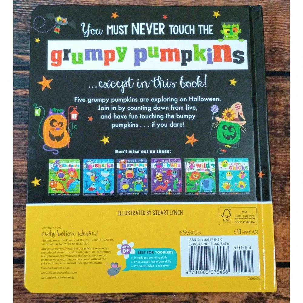 Never Touch the Grumpy Pumpkins Board Book Halloween‎ Sensory Counting Toddler